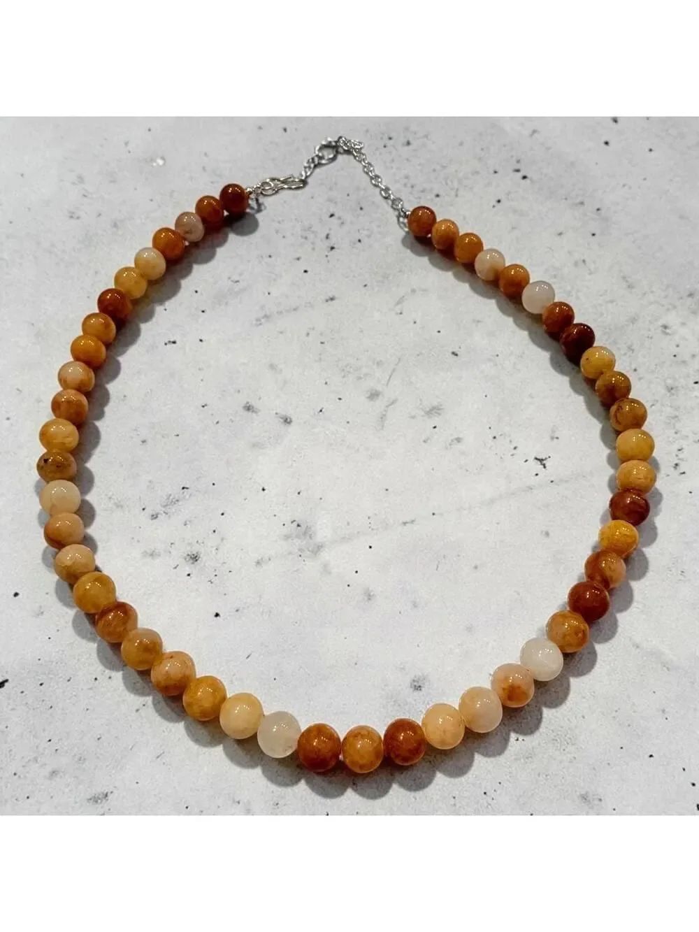 Yellow Aventurine Beaded 925 Silver Plated Necklace